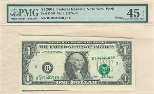 Paper Money Error - $1 Foldover and Cutting Error